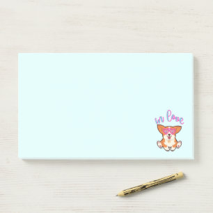 corgi in love post-it notes