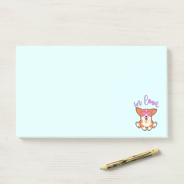 corgi in love post-it notes (On Desk)