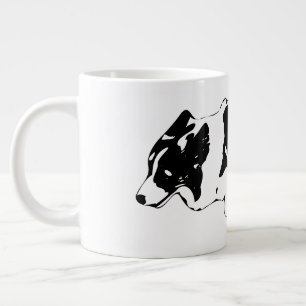 Corgi in motion, winter bright large coffee mug