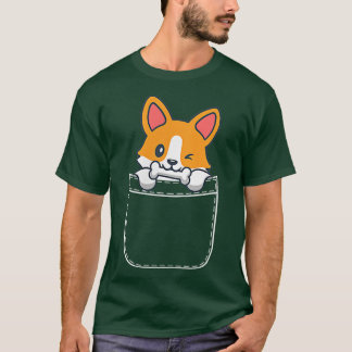 Corgi In Pocket Funny Corgi Dog Kawaii Anime  T-Shirt