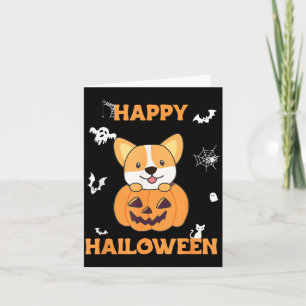 Corgi In Pumpkin Dogs Happy Halloween Card