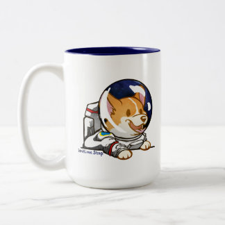 Corgi in Space Suit Two-Tone Coffee Mug