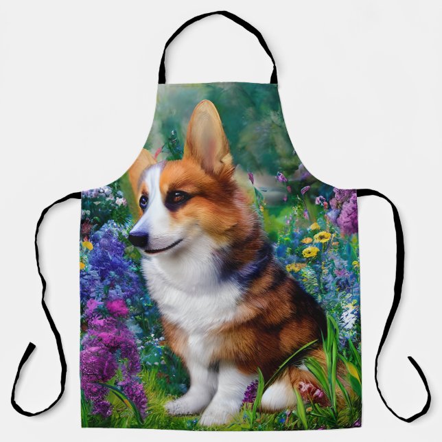 Corgi in the Garden Apron (Front)