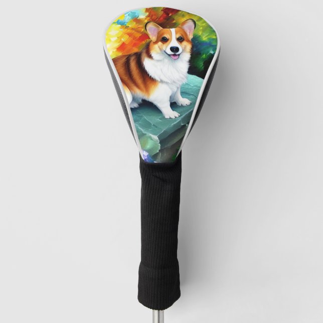 Corgi in the Garden Golf Head Cover (Front)