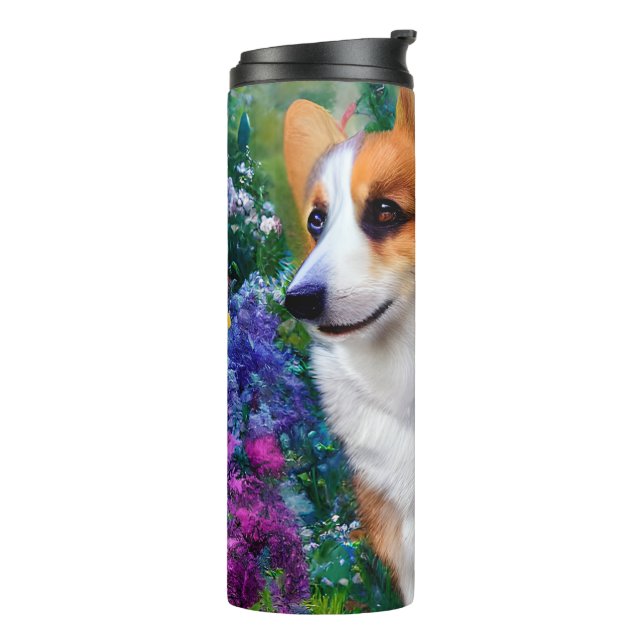 Corgi in the Garden Thermal Tumbler (Rotated Left)