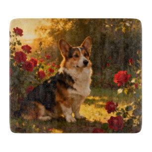 Corgi in the Roses I Cutting Board