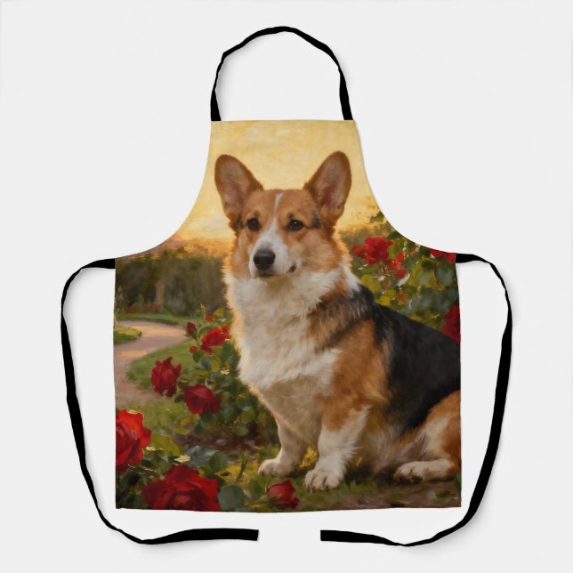 Corgi in the Roses II Apron (Front)