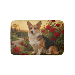 Corgi in the Roses II Bath Mat