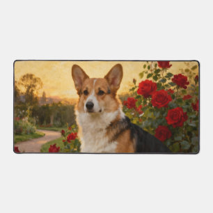Corgi in the Roses II Desk Mat