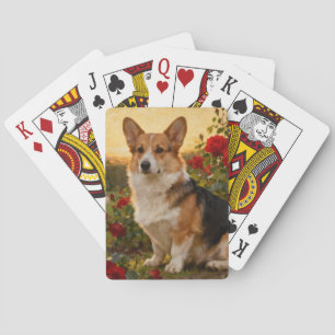 Corgi in the Roses II Playing Cards