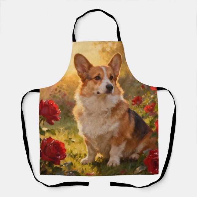 Corgi in the Roses III Apron (Front)