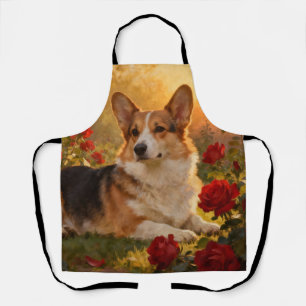 Corgi in the Roses VI Apron