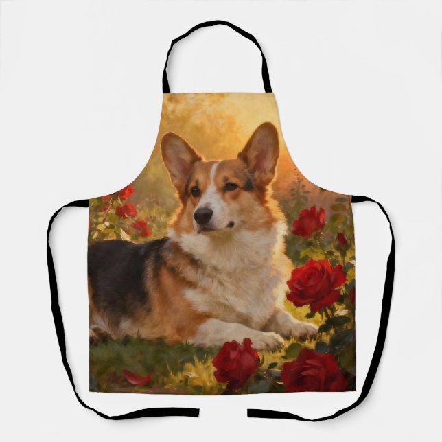 Corgi in the Roses VI Apron (Front)