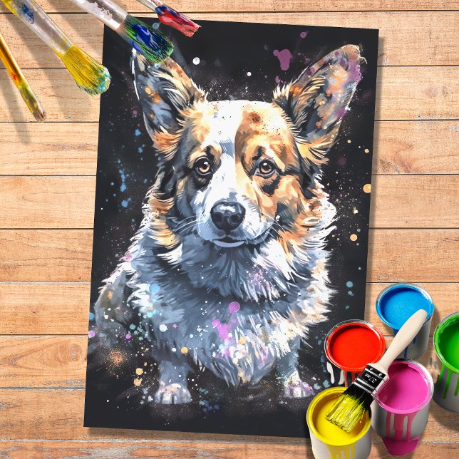Corgi in Watercolor 3 Decoupage Paper (Creator Uploaded)