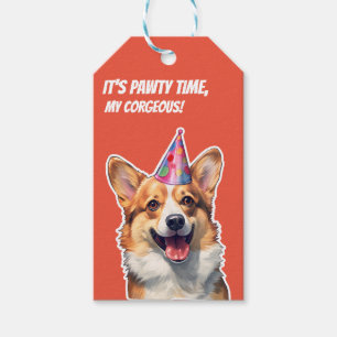 Corgi It's Birthday party time my corgeous Gift Tags