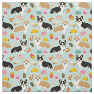Corgi Junk Food Fabric - cute corgis design