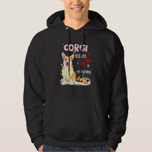 Corgi Kisses Fix Everything Christmas Light Pajama Hoodie