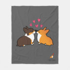 Corgi Kissing Fleece Blanket