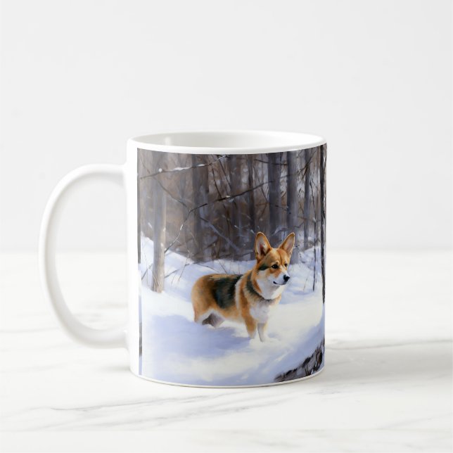 Corgi Let It Snow Christmas Coffee Mug (Left)