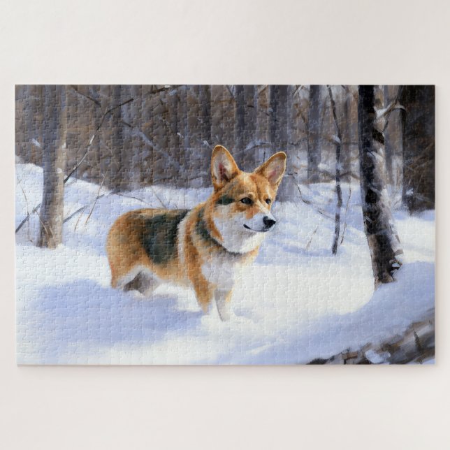 Corgi Let It Snow Christmas Jigsaw Puzzle (Horizontal)