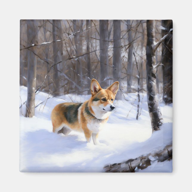 Corgi Let It Snow Christmas Magnet (Front)