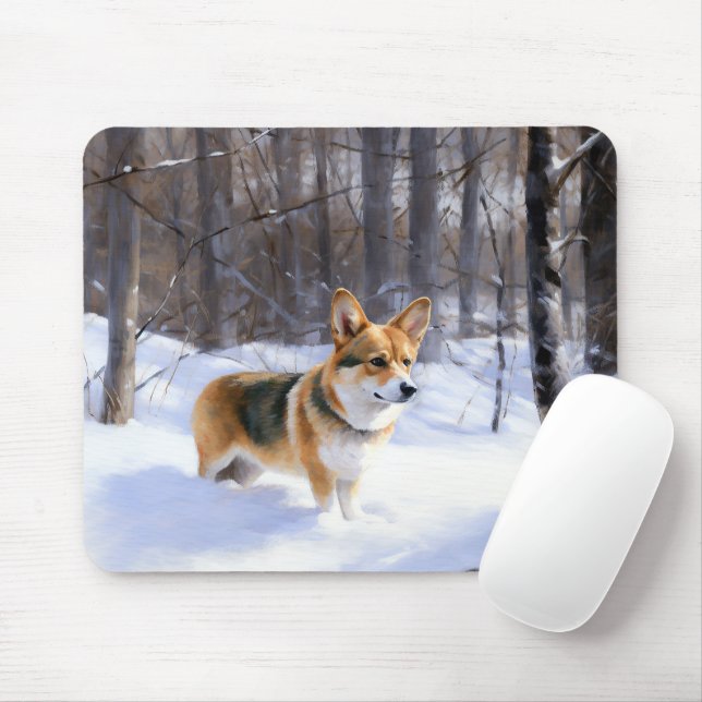 Corgi Let It Snow Christmas Mouse Pad (With Mouse)