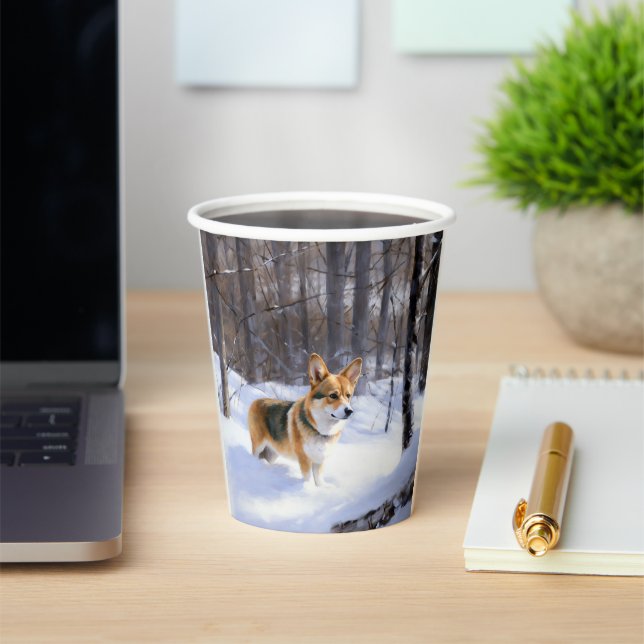 Corgi Let It Snow Christmas Paper Cups (Insitu)
