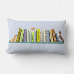 Corgi Library Throw Pillow