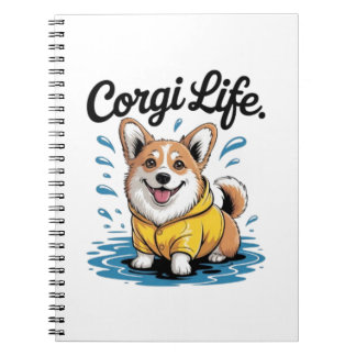 Corgi Life – Cute Dog in Raincoat Vintage Notebook