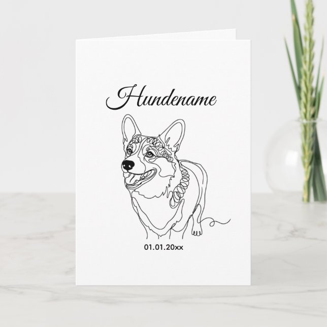Corgi Line Art personalized dog Card (Front)
