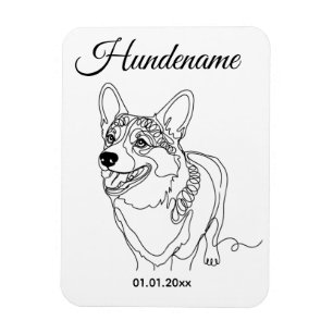 Corgi Line Art personalized dog Magnet