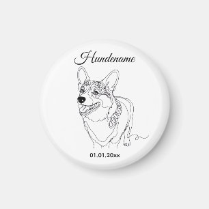 Corgi Line Art personalized dog Magnet