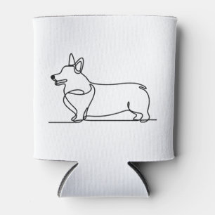 Corgi Line Drawing Can Cooler