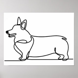 Corgi Line Drawing Poster