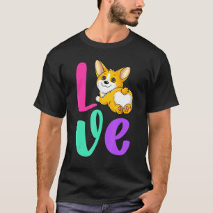 Corgi Love Retro Pink Teal Purple Dog Lover Women  T-Shirt