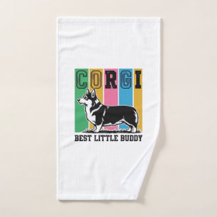 Corgi Love Shirt Vintage Engraving Dog Silhouette_ Hand Towel