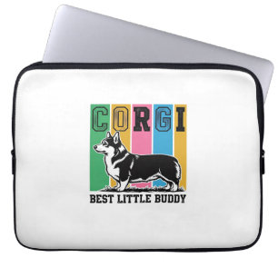 Corgi Love Shirt Vintage Engraving Dog Silhouette_ Laptop Sleeve