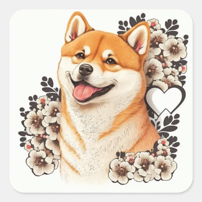 Corgi Love Square Sticker (Front)