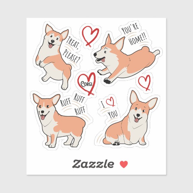 Corgi Love Sticker Sheet (Sheet)
