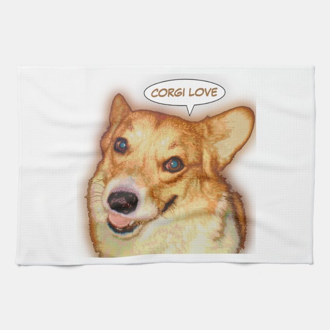 Corgi Love Tea Towel (Horizontal)