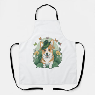 Corgi Lover Shamrock Happy St Patricks Day Apron
