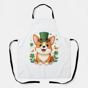 Corgi Lover Shamrock Happy St Patricks Day Apron