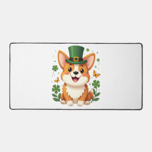 Corgi Lover Shamrock Happy St Patricks Day Desk Mat