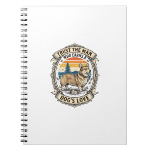 Corgi Lover Shirt Vintage Dog Dad Engraving Design Notebook