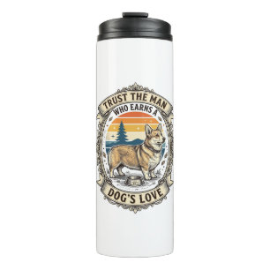 Corgi Lover Shirt Vintage Dog Dad Engraving Design Thermal Tumbler