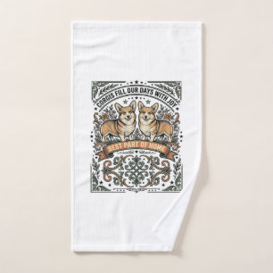 Corgi Lover Shirt Vintage Engraving Funny Dog Desi Hand Towel