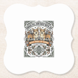 Corgi Lover Shirt Vintage Engraving Funny Dog Desi Paper Coaster