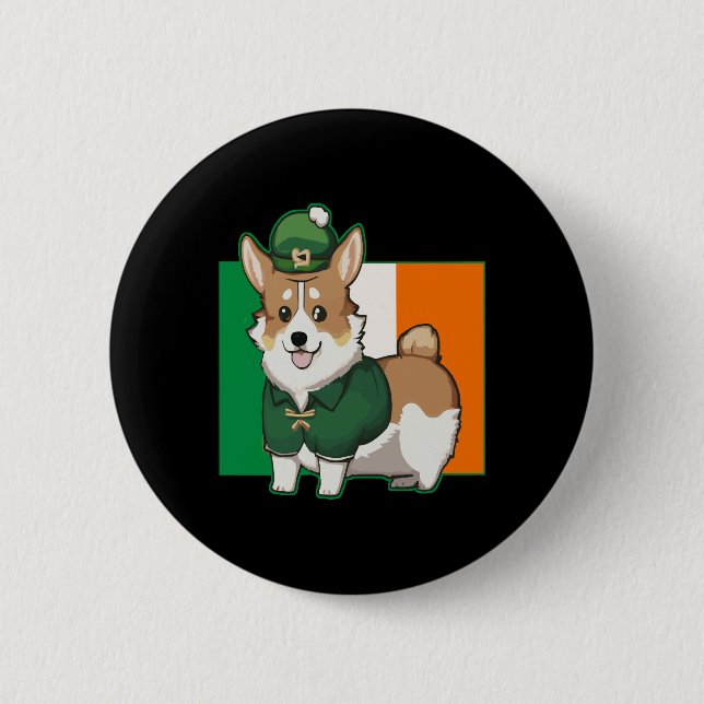 Corgi lover st Patrick's day 6 Cm Round Badge (Front)
