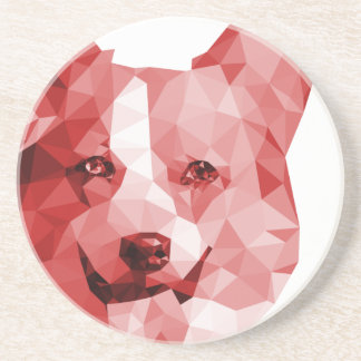 Corgi Low Poly Art in Red Coaster