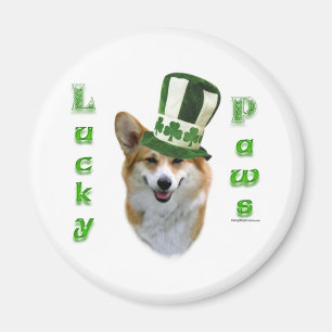 Corgi Lucky Paws; Corgi St Patrick's Day gift Magnet